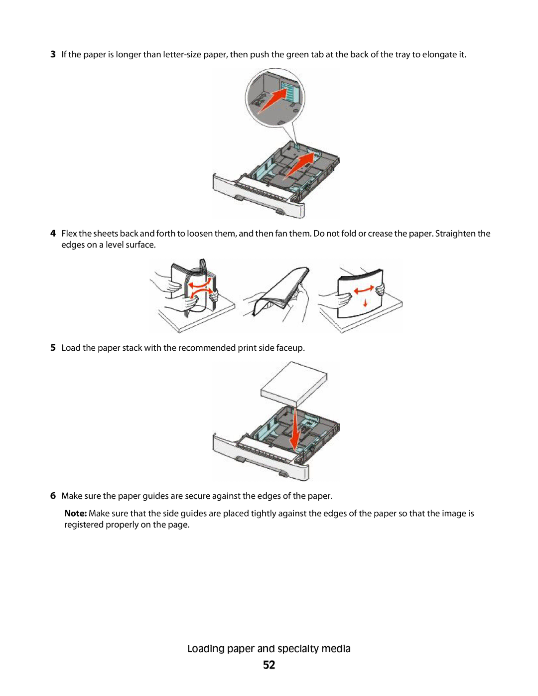 Lexmark 387, 386, 383, 382, 356, 352, 332, 336, 333, 337, 133, 138, 131 manual Loading paper and specialty media 