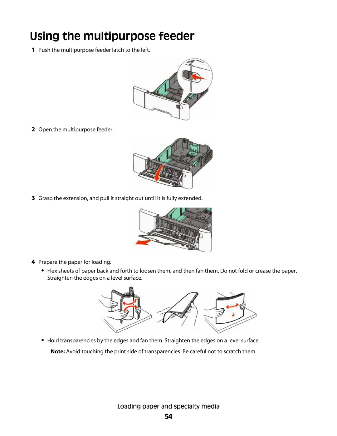 Lexmark 383, 387, 386, 382, 356, 352, 332, 336, 333, 337, 133, 138, 131 manual Using the multipurpose feeder 