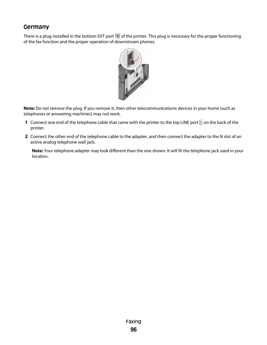 Lexmark 352, 387, 386, 383, 382, 356, 332, 336, 333, 337, 133, 138, 131 manual Germany 