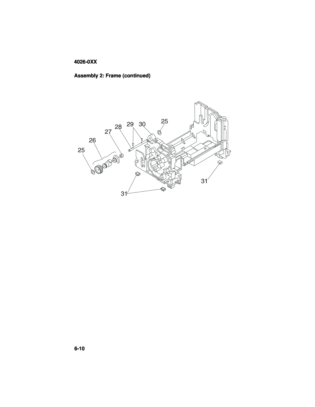 Lexmark manual 6-10, 4026-0XX Assembly 2: Frame continued 