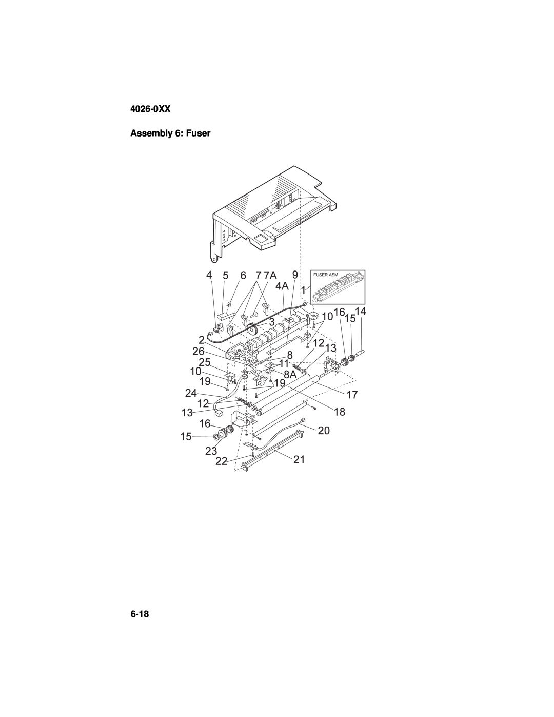 Lexmark manual 4026-0XX Assembly 6: Fuser, 6-18 