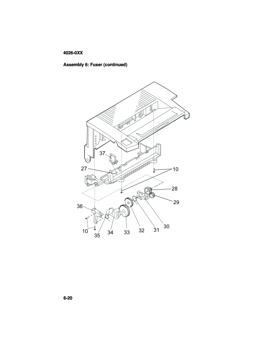 Lexmark manual 4026-0XX Assembly 6: Fuser continued, 6-20 