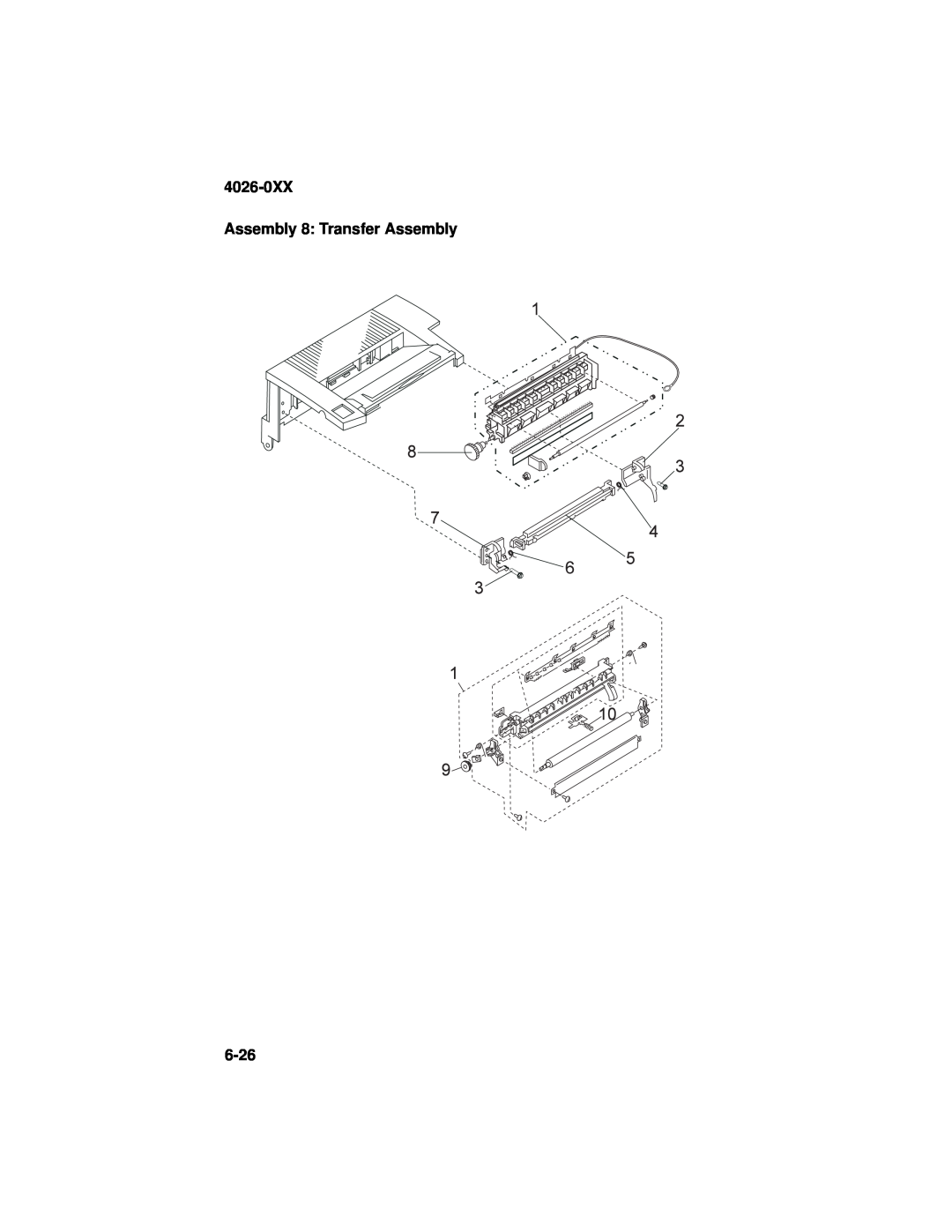 Lexmark manual 4026-0XX Assembly 8: Transfer Assembly, 6-26 