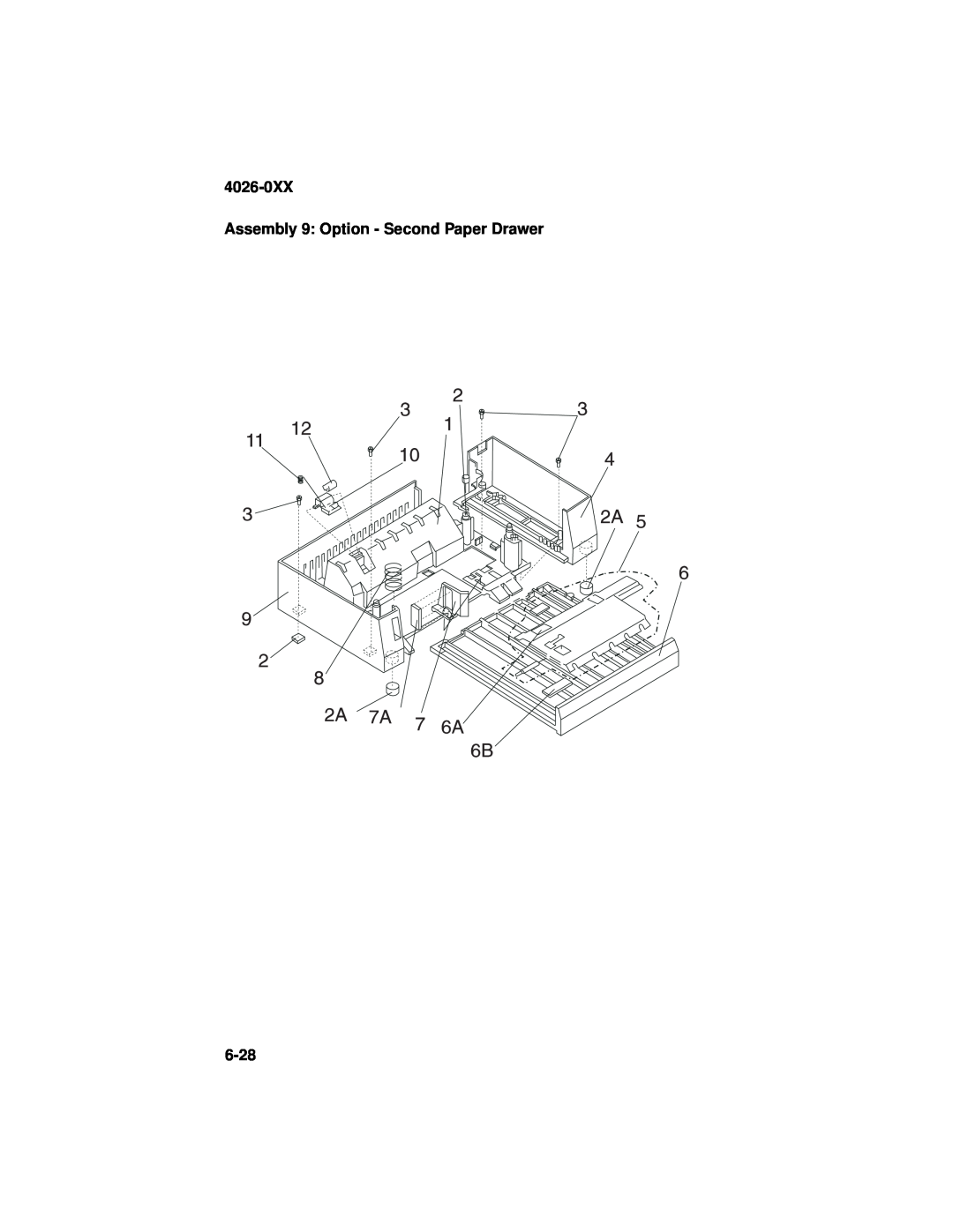 Lexmark manual 4026-0XX Assembly 9: Option - Second Paper Drawer, 6-28 