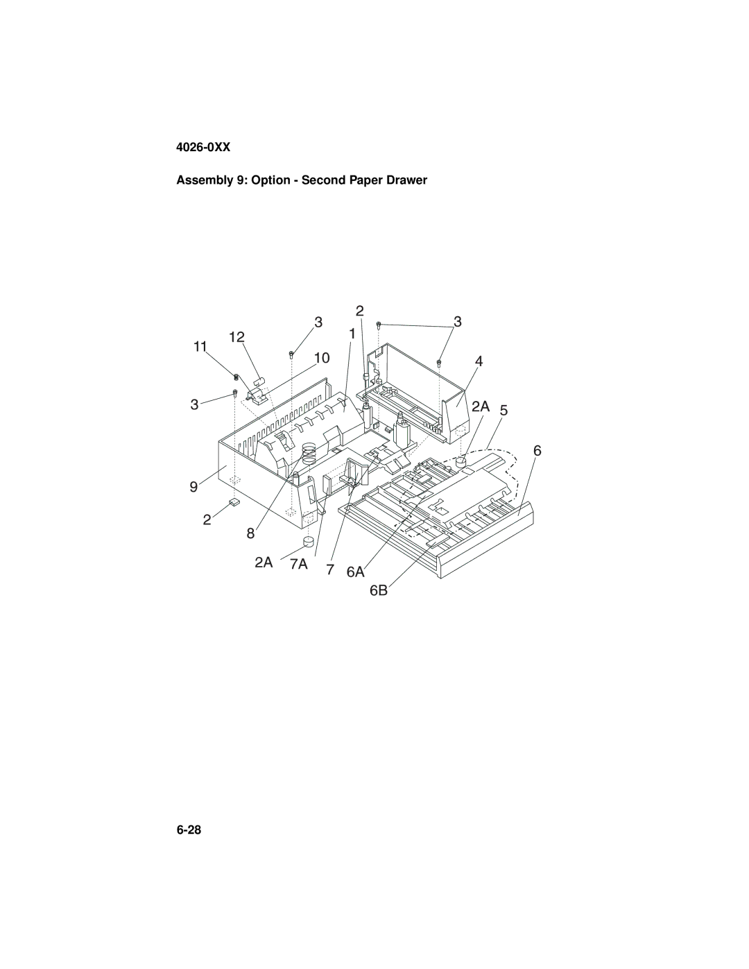 Lexmark manual 4026-0XX Assembly 9 Option Second Paper Drawer 