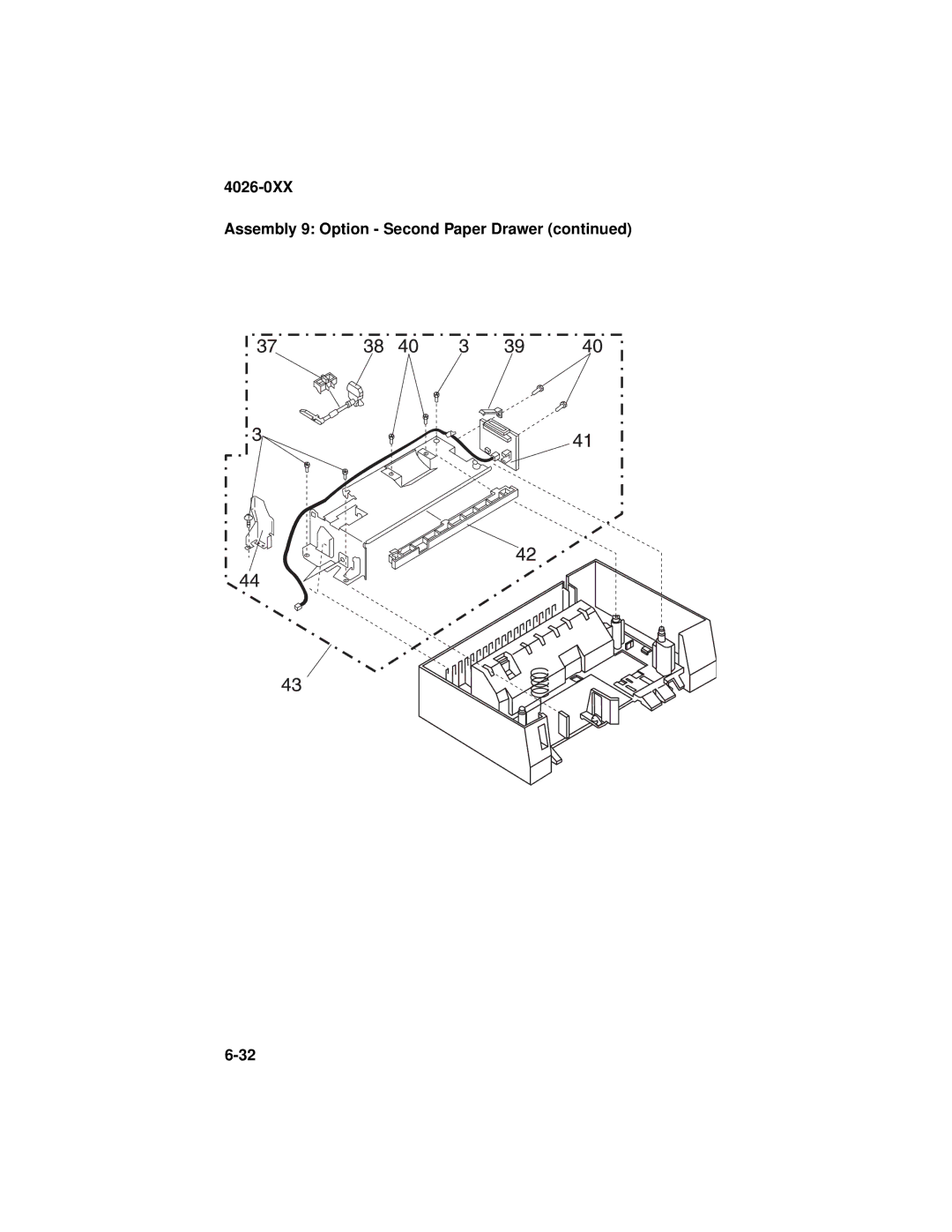 Lexmark manual 4026-0XX Assembly 9 Option Second Paper Drawer 