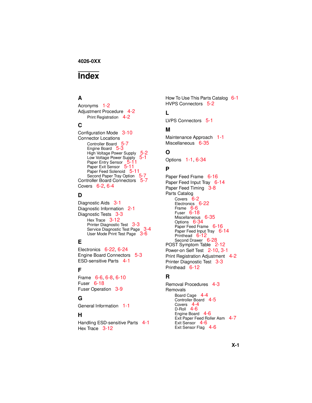 Lexmark 4026-0XX manual Index 