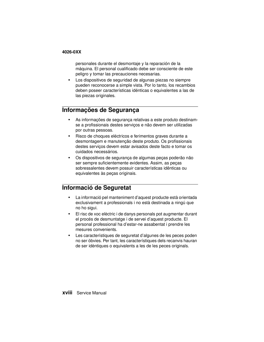 Lexmark 4026-0XX manual Informações de Segurança, Informació de Seguretat 