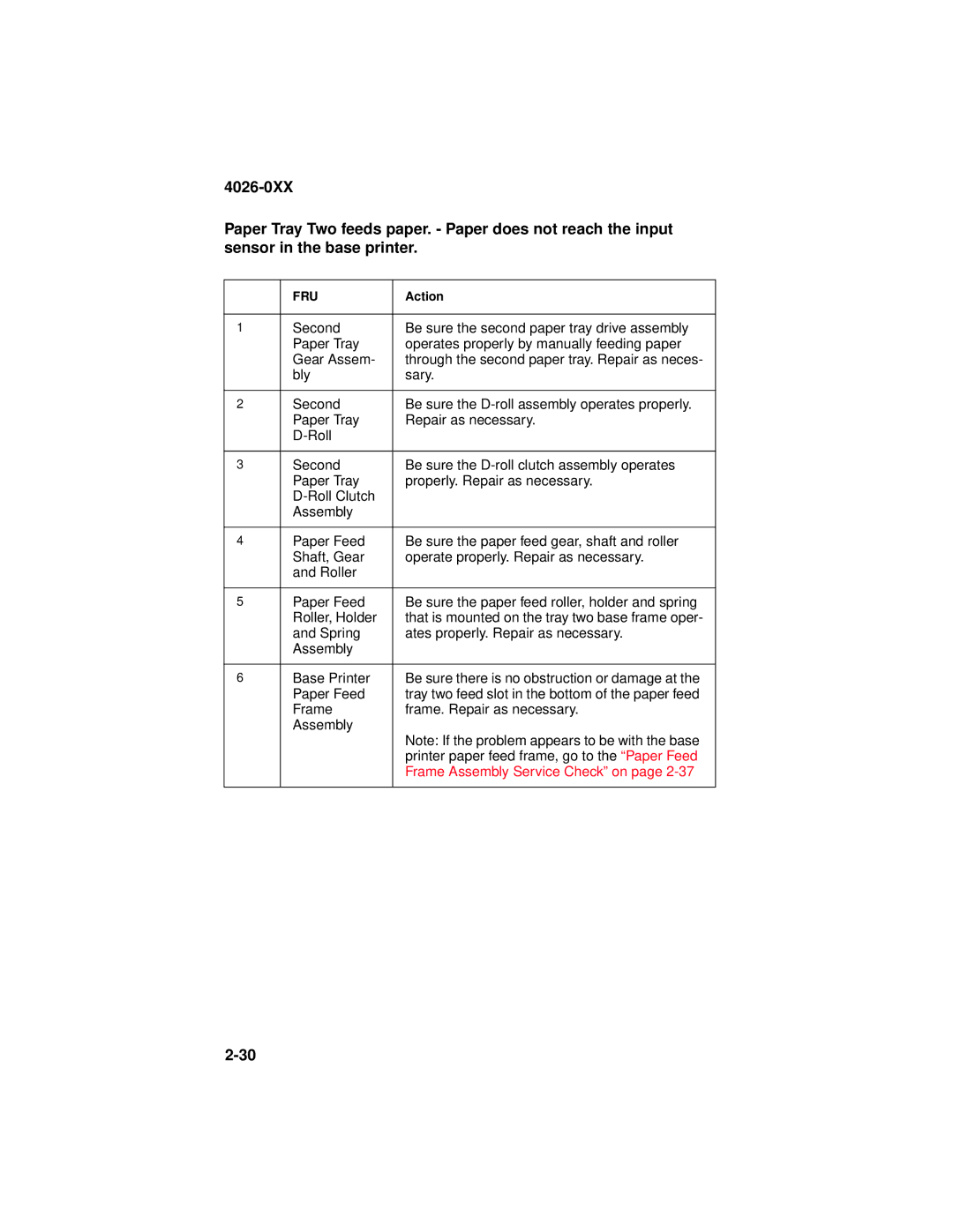 Lexmark 4026-0XX manual Frame Assembly Service Check on 