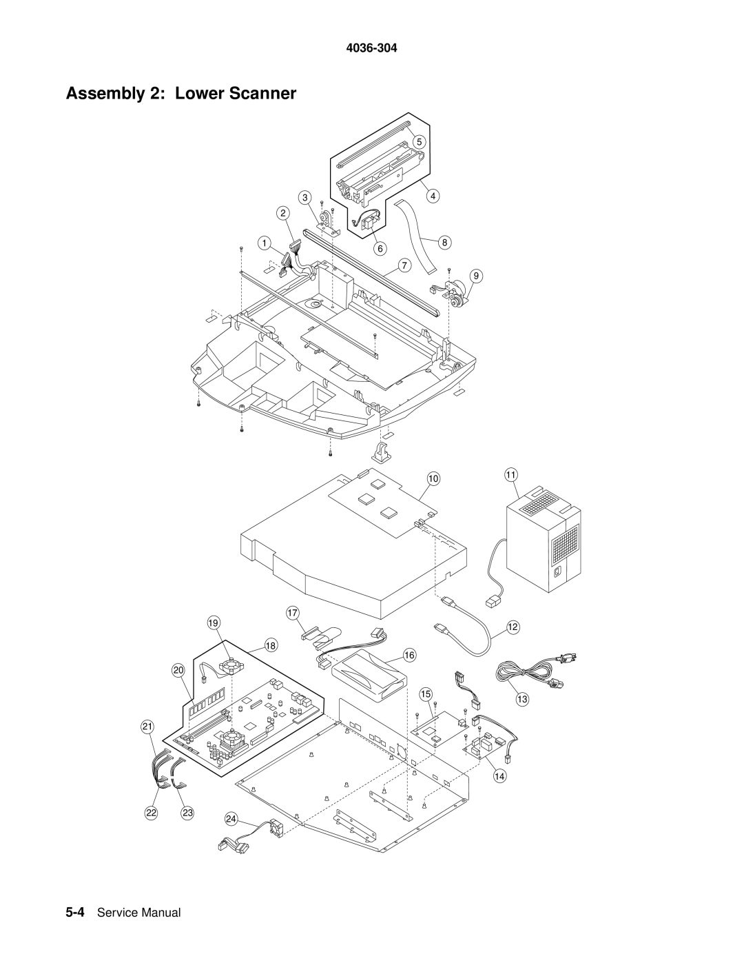 Lexmark 4036-304 manual Assembly 2 Lower Scanner 