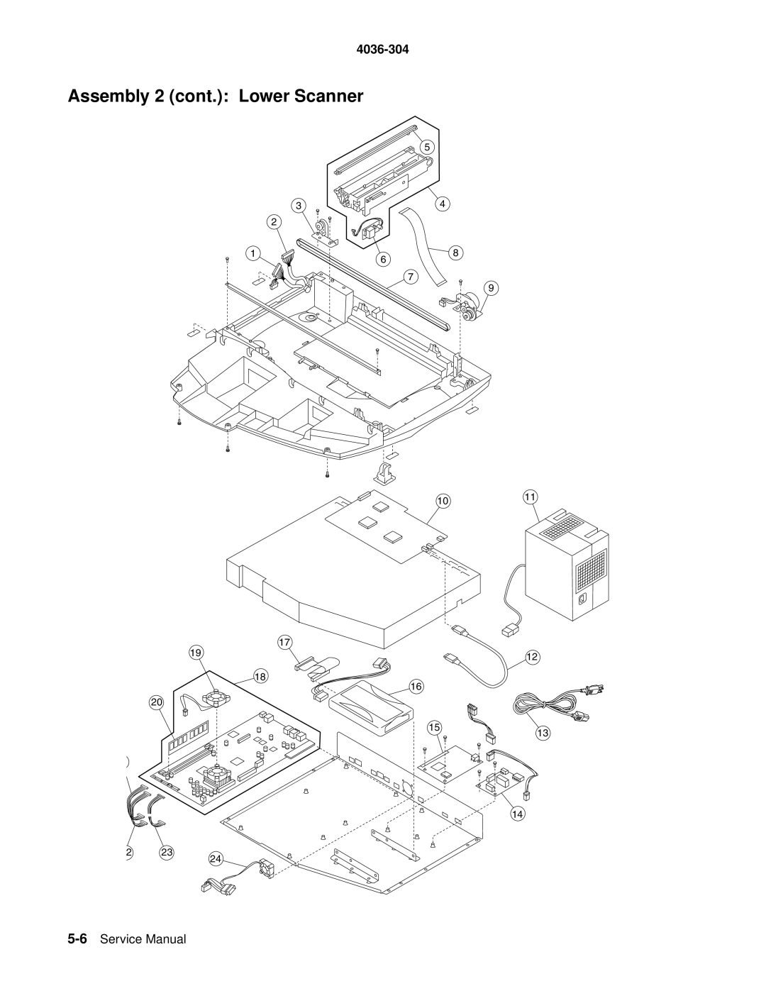 Lexmark 4036-304 manual Assembly 2 cont. Lower Scanner 