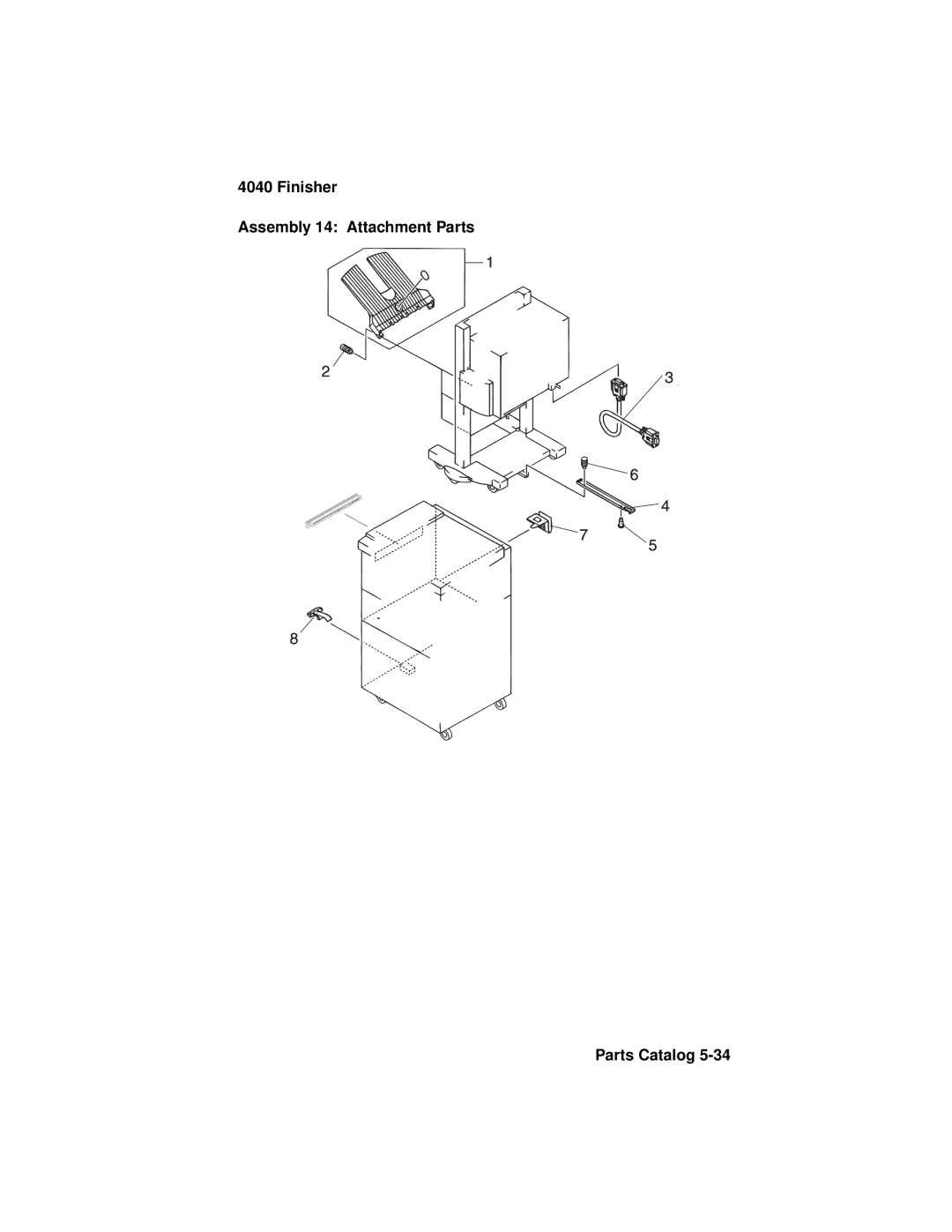 Lexmark 4040-FIN manual Finisher Assembly 14 Attachment Parts Parts Catalog 