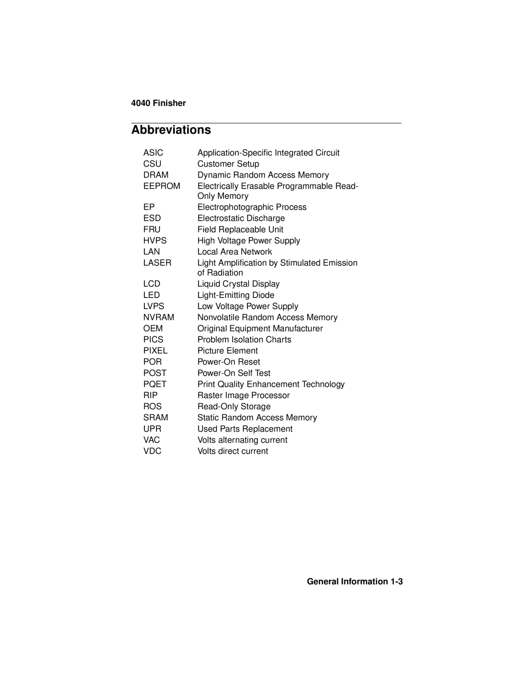 Lexmark 4040-FIN manual Abbreviations 