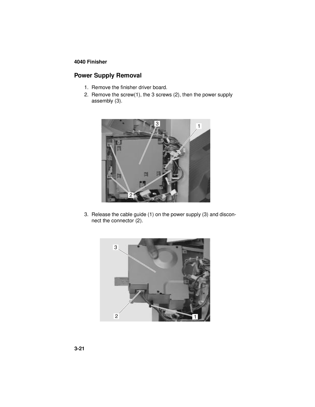 Lexmark 4040-FIN manual Power Supply Removal 