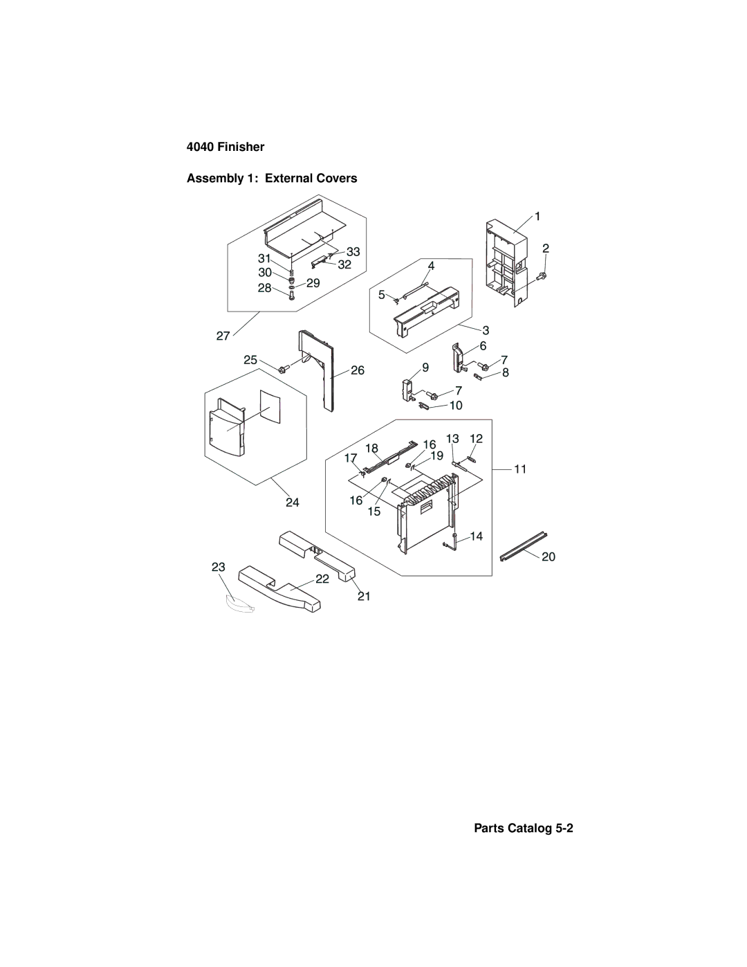 Lexmark 4040-FIN manual Finisher Assembly 1 External Covers Parts Catalog 