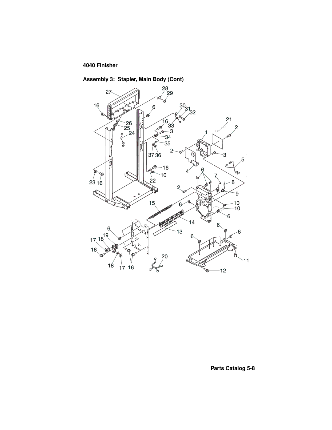 Lexmark 4040-FIN manual Finisher Assembly 3 Stapler, Main Body Parts Catalog 