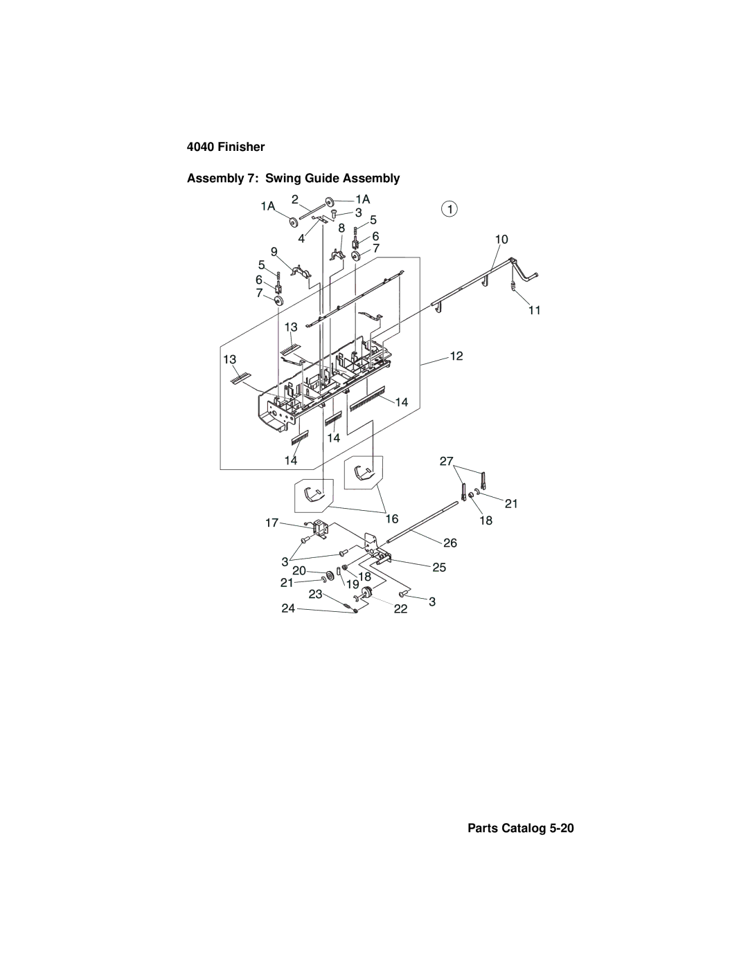 Lexmark 4040-FIN manual Finisher Assembly 7 Swing Guide Assembly Parts Catalog 