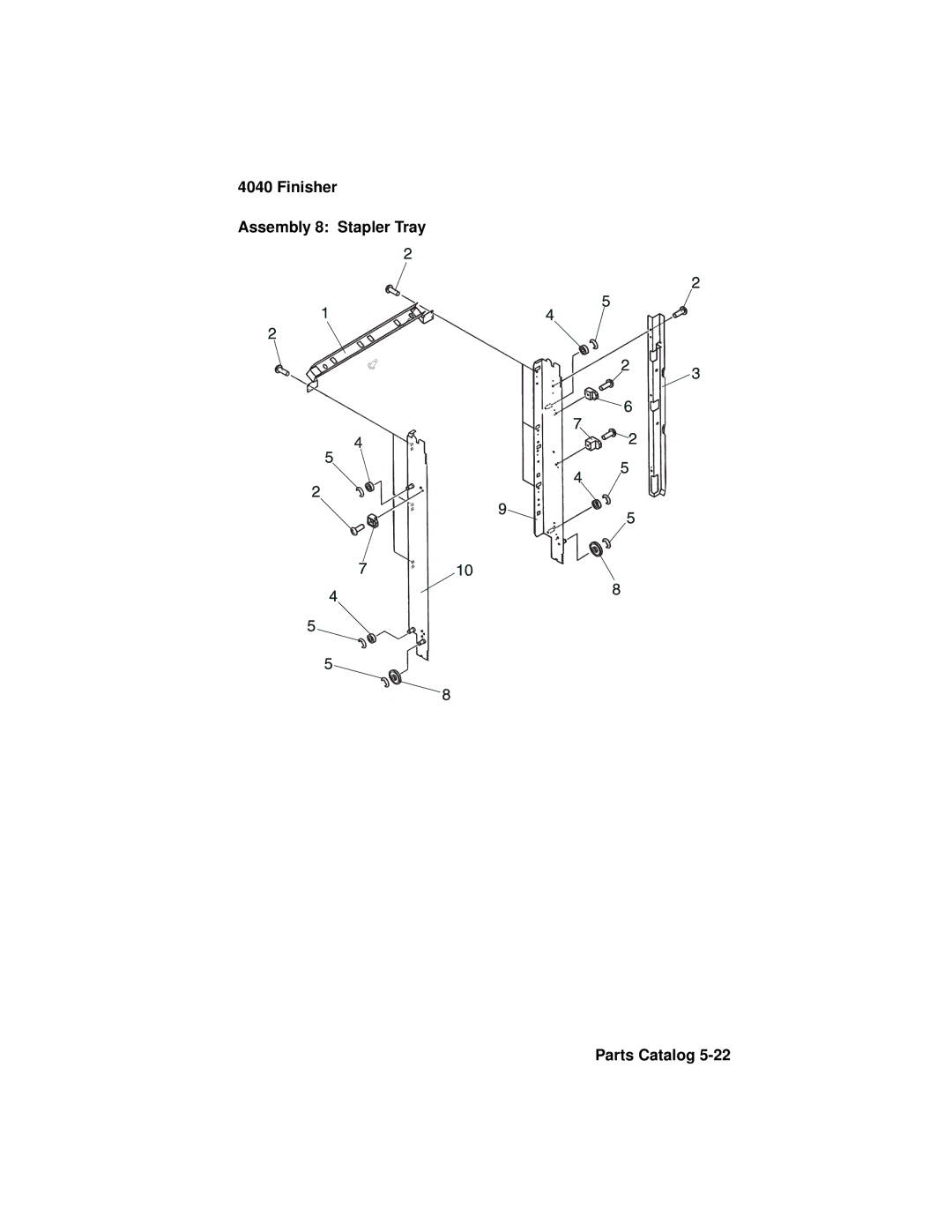 Lexmark 4040-FIN manual Finisher Assembly 8 Stapler Tray Parts Catalog 