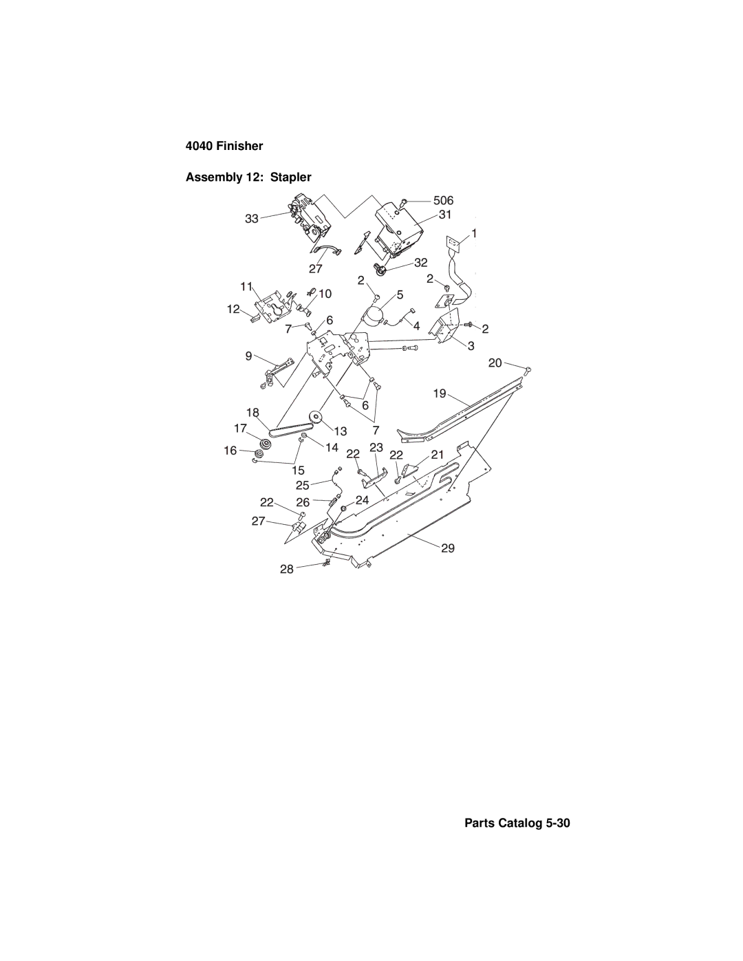 Lexmark 4040-FIN manual Finisher Assembly 12 Stapler Parts Catalog 