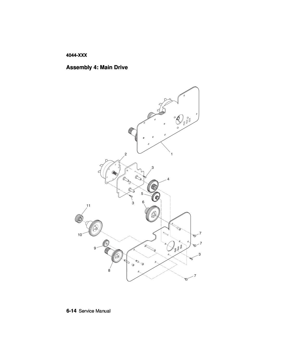 Lexmark 4044-XXX, E310 manual Assembly 4: Main Drive, Service Manual 