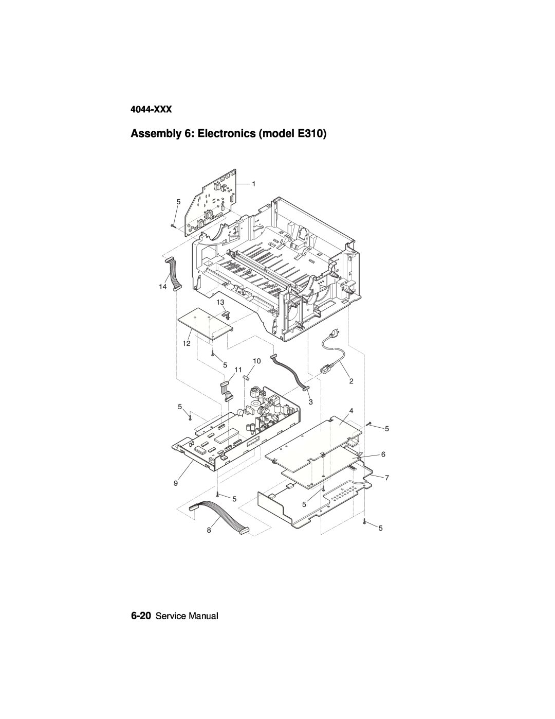 Lexmark 4044-XXX manual Assembly 6: Electronics model E310, Service Manual 