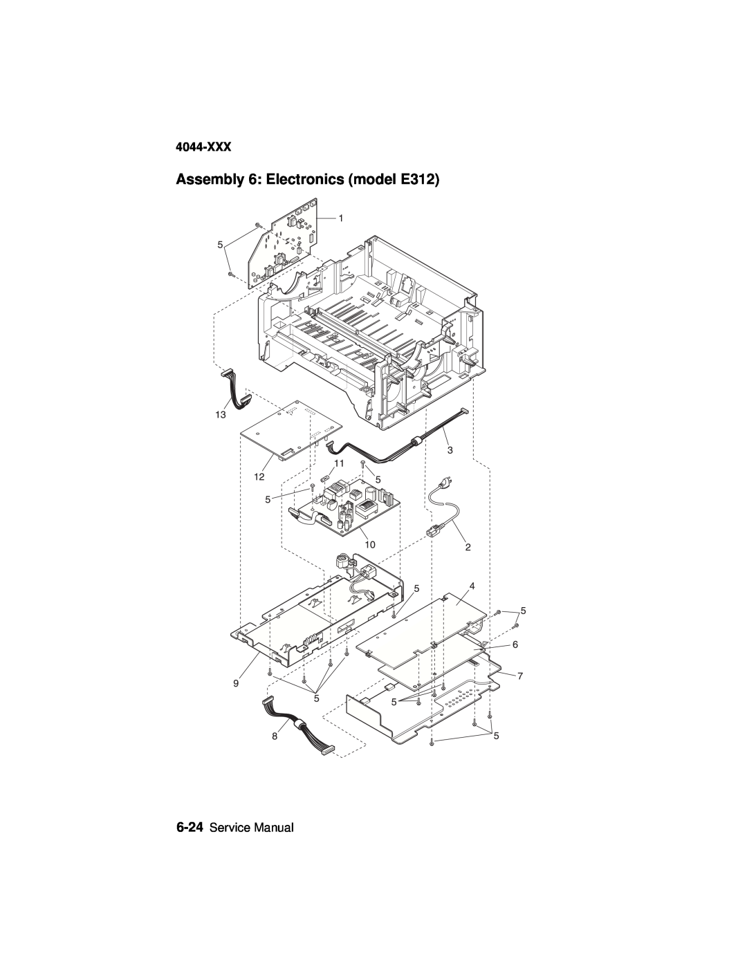 Lexmark 4044-XXX, E310 manual Assembly 6: Electronics model E312, Service Manual 