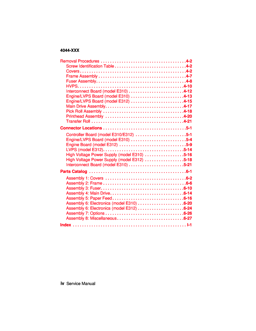Lexmark 4044-XXX, E310 manual ivService Manual 