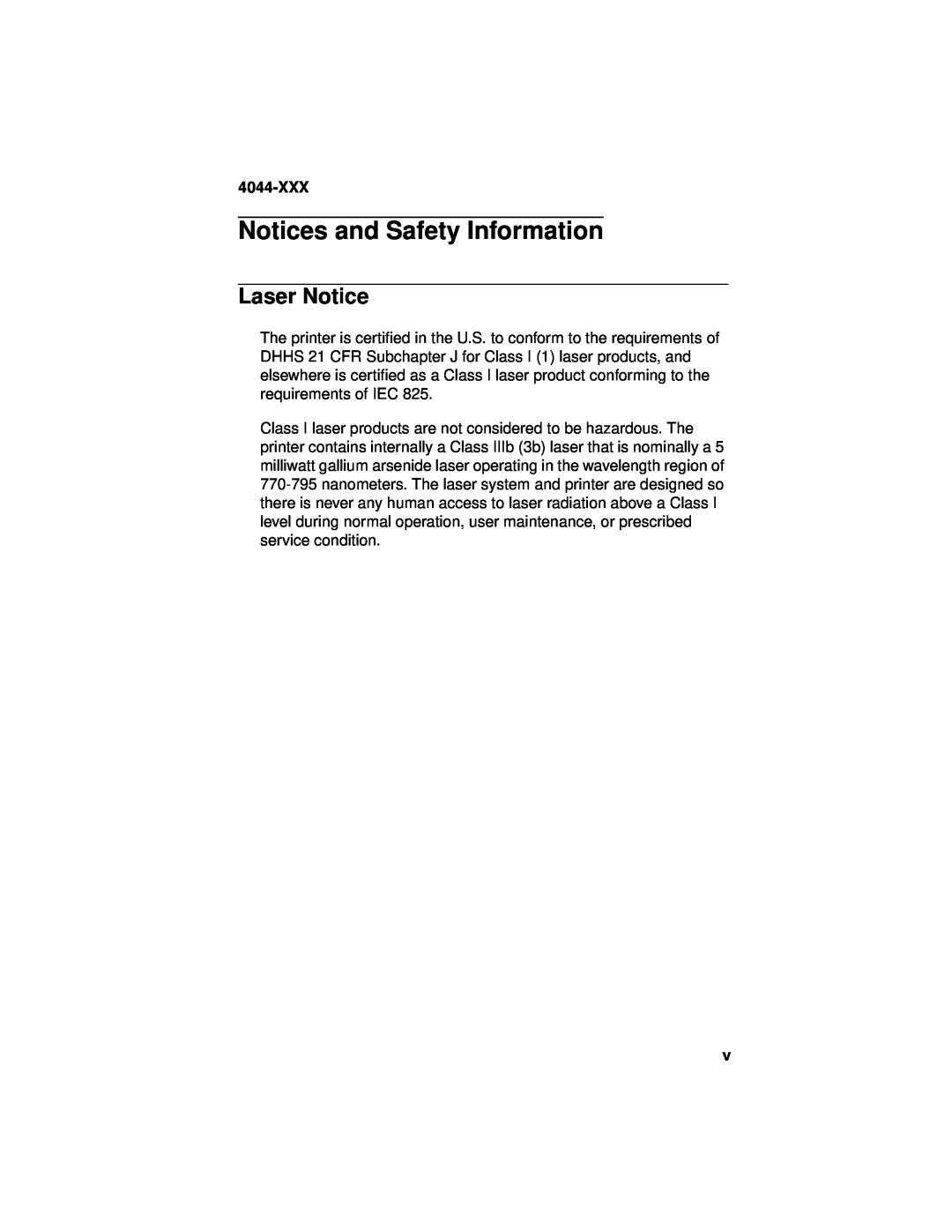 Lexmark E310 manual Notices and Safety Information, Laser Notice, 4044-XXX 