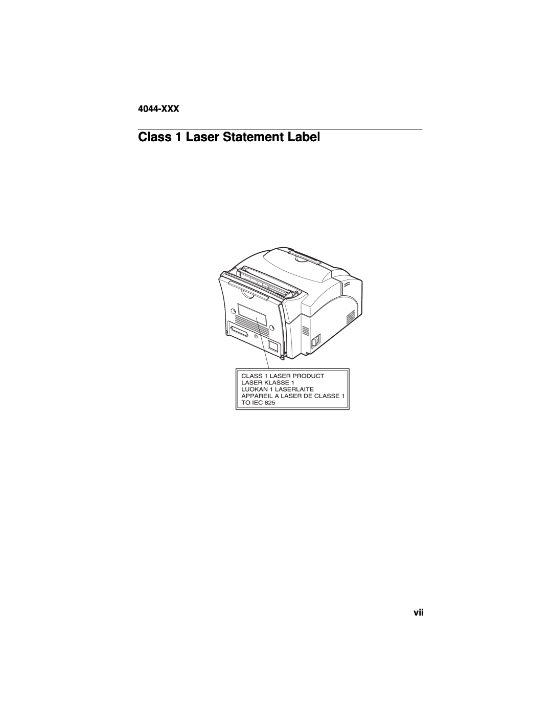 Lexmark E310 manual Class 1 Laser Statement Label, 4044-XXX 