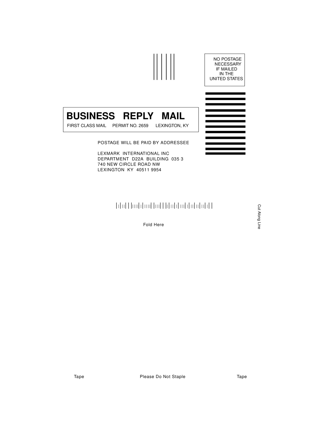 Lexmark 4044-XXX, E310 manual Business Reply Mail 