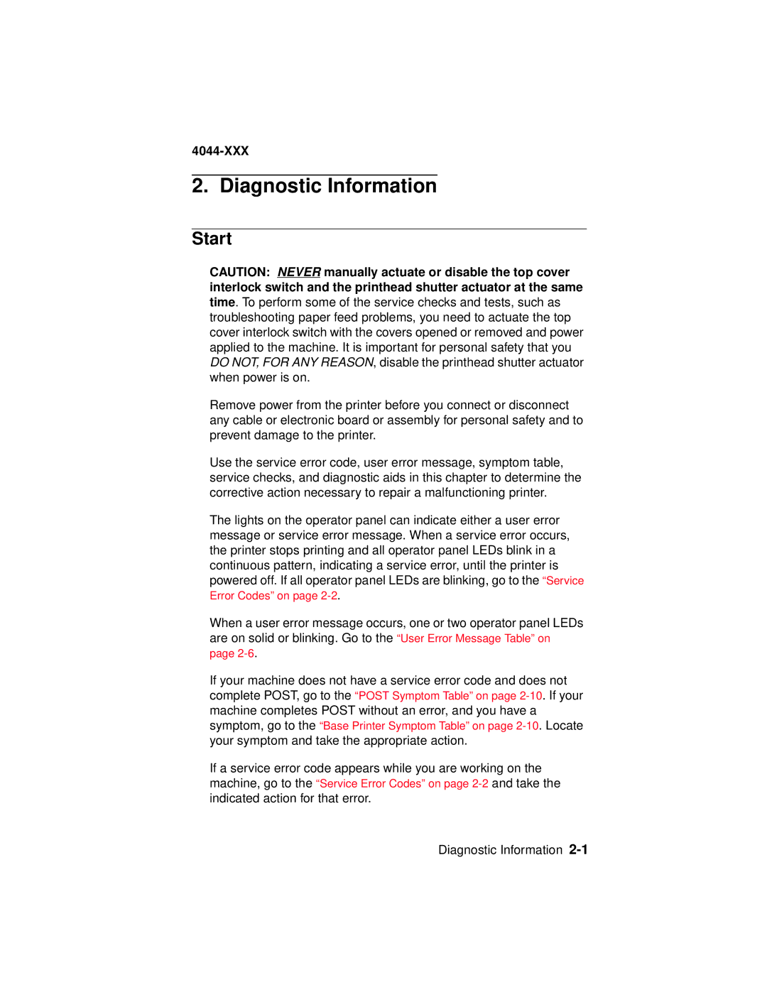 Lexmark E310, 4044-XXX manual Diagnostic Information, Start 