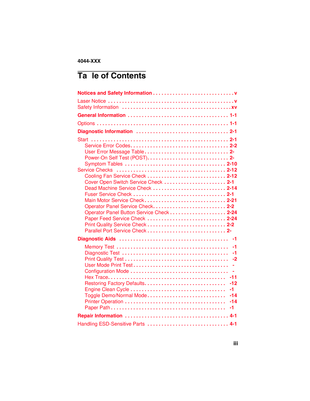 Lexmark E310, 4044-XXX manual Table of Contents 