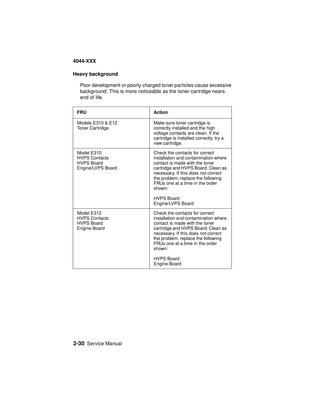 Lexmark 4044-XXX, E310 manual XXX Heavy background 