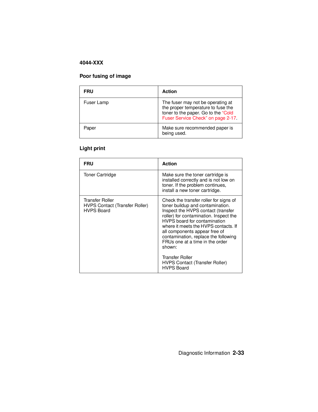 Lexmark E310, 4044-XXX manual XXX Poor fusing of image, Light print 