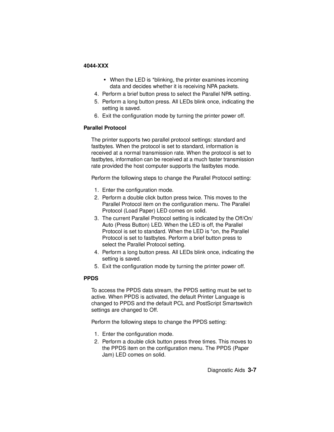 Lexmark E310, 4044-XXX manual Parallel Protocol, Ppds 