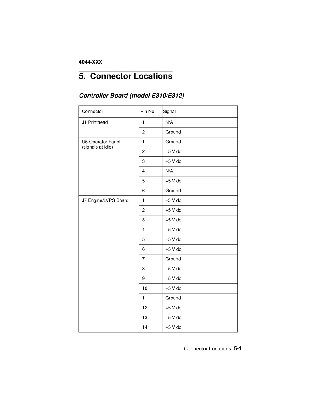 Lexmark 4044-XXX manual Connector Locations, Controller Board model E310/E312 