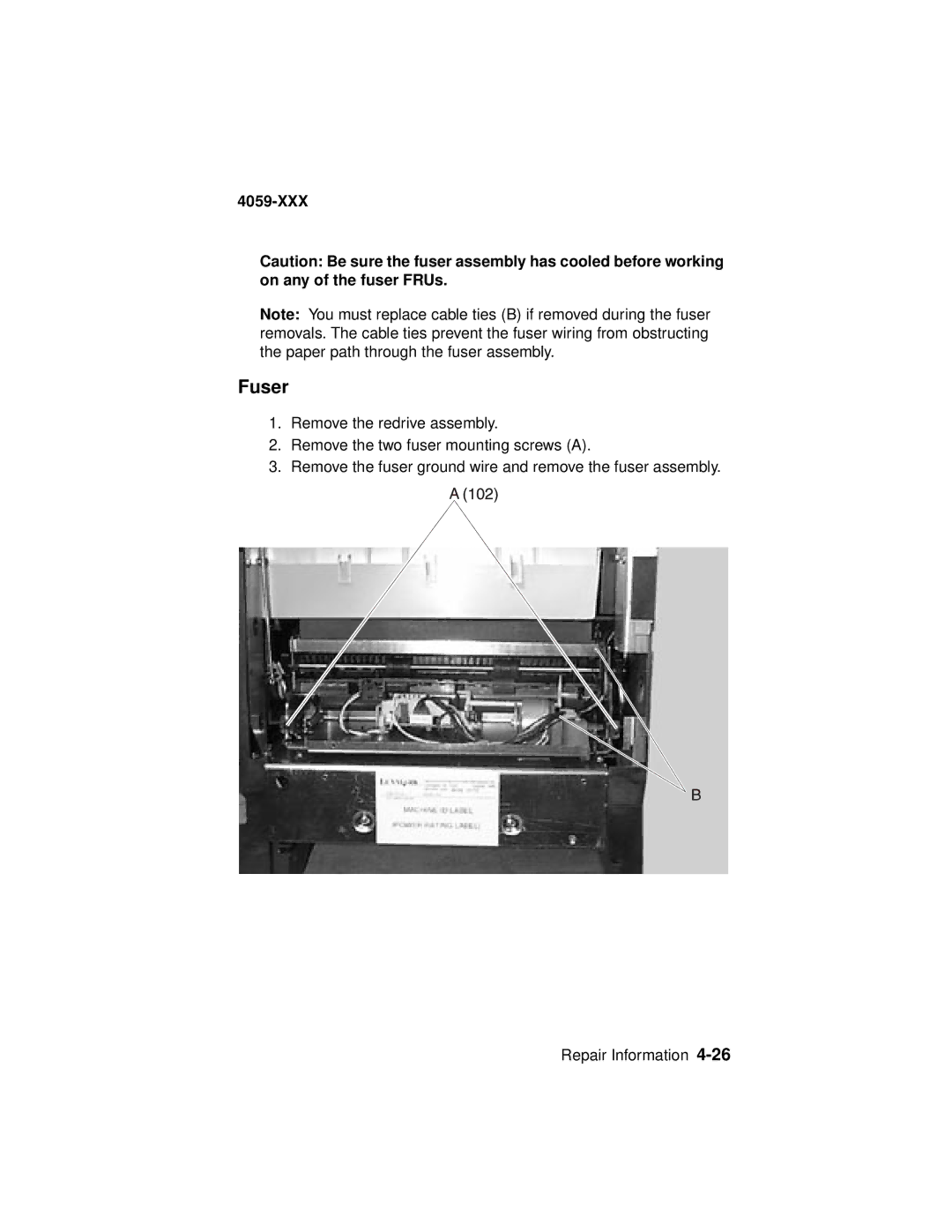 Lexmark 4059-XXX manual Fuser 