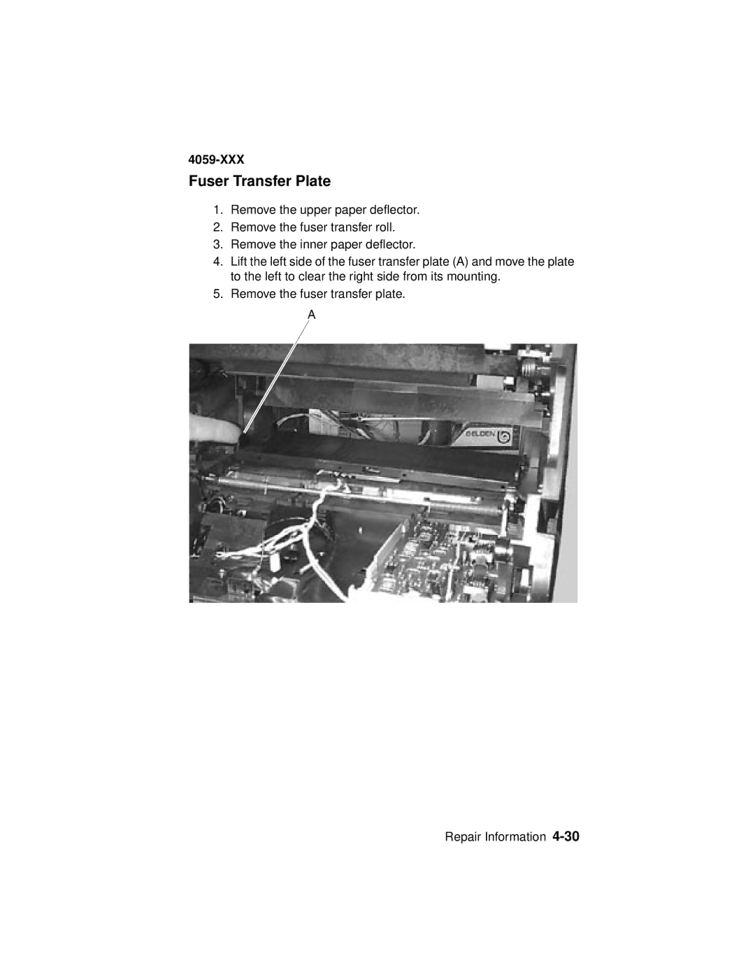 Lexmark 4059-XXX manual Fuser Transfer Plate 