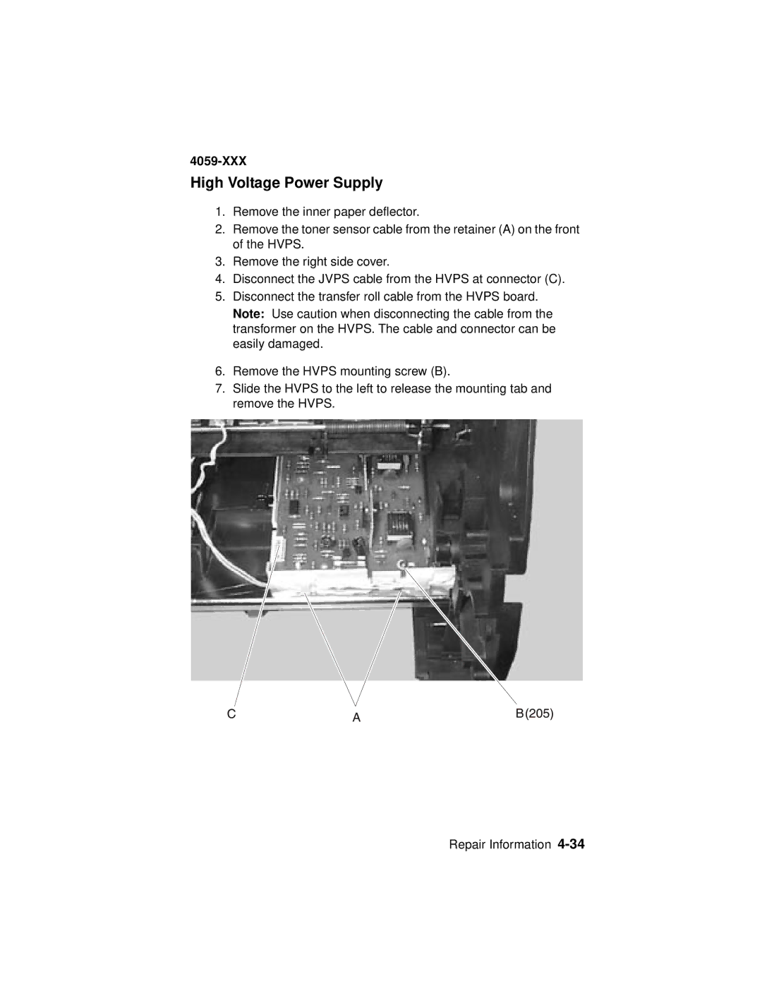 Lexmark 4059-XXX manual High Voltage Power Supply 