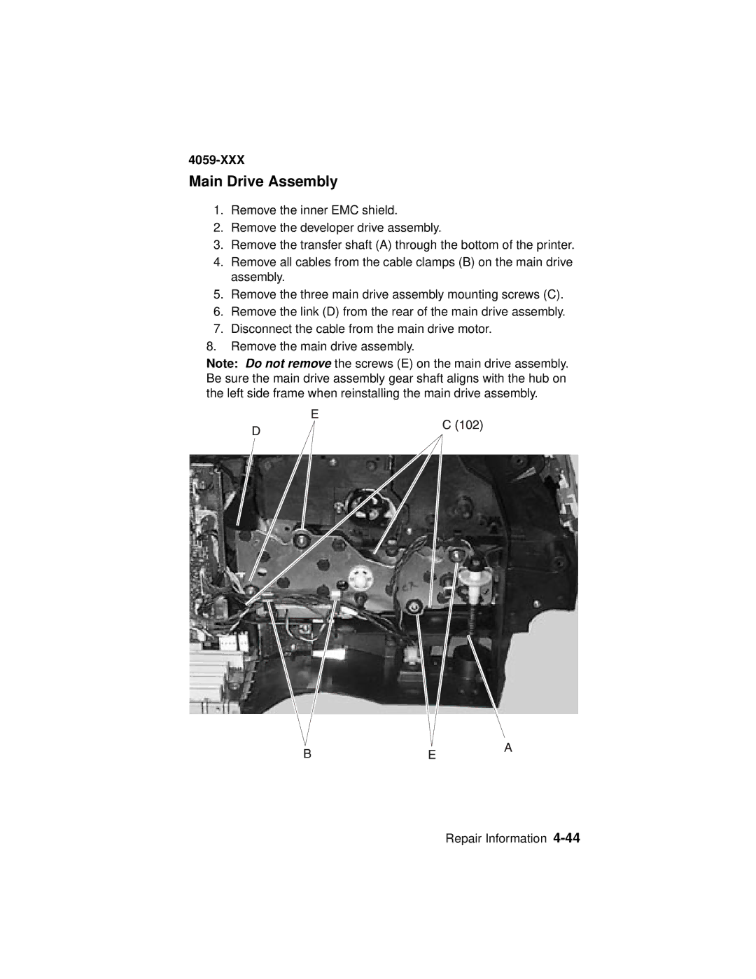 Lexmark 4059-XXX manual Main Drive Assembly 