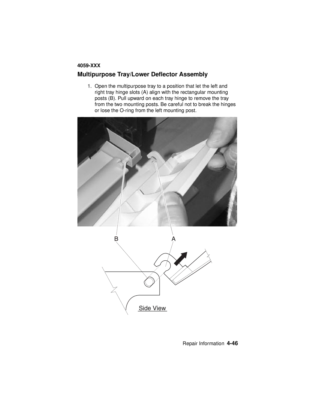 Lexmark 4059-XXX manual Multipurpose Tray/Lower Deflector Assembly 