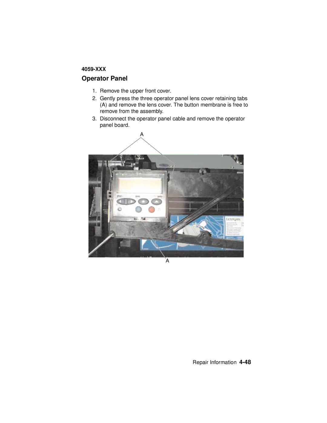 Lexmark 4059-XXX manual Operator Panel 