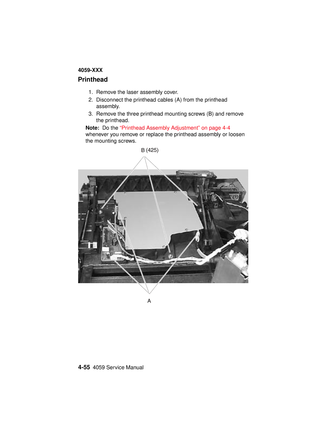 Lexmark 4059-XXX manual Printhead 