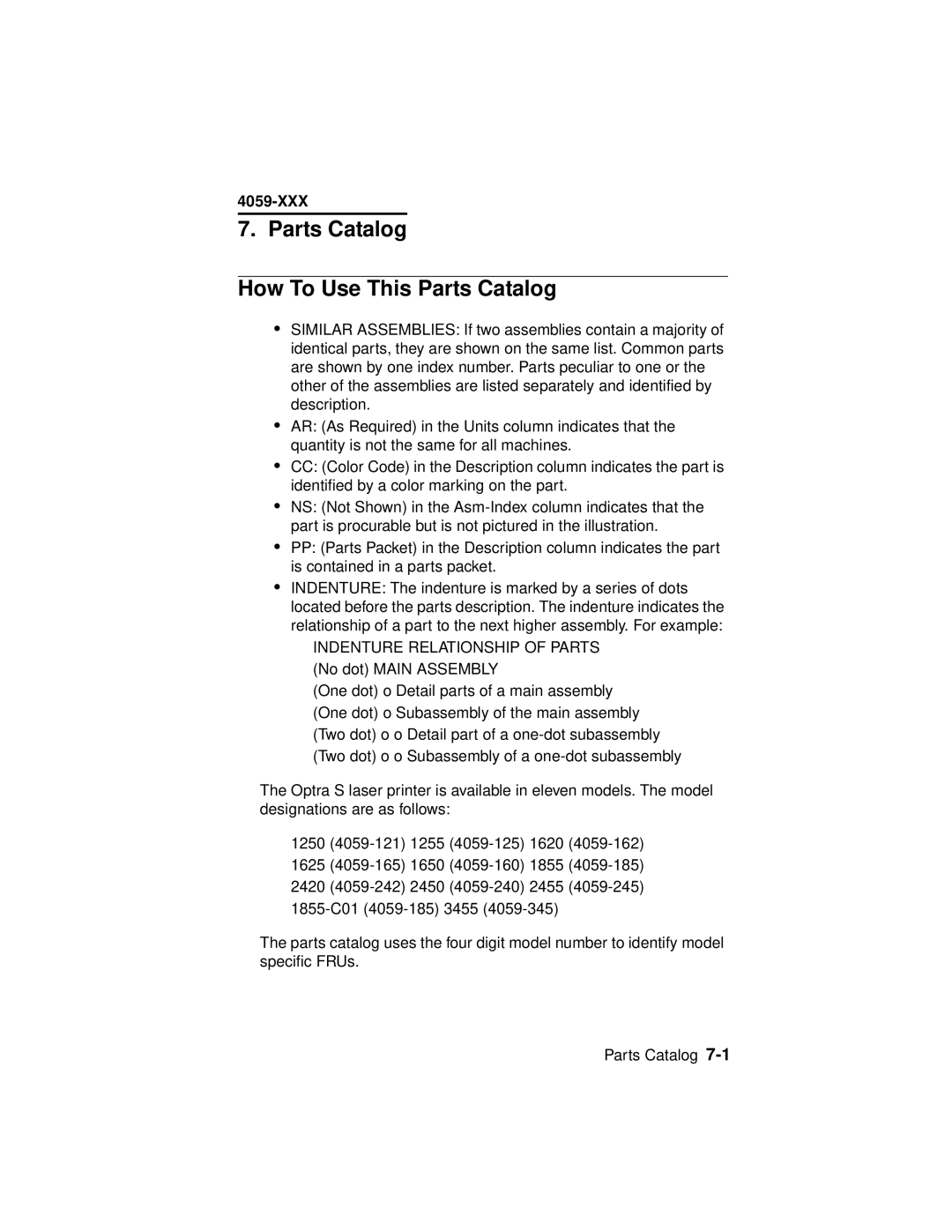 Lexmark 4059-XXX manual Parts Catalog How To Use This Parts Catalog 