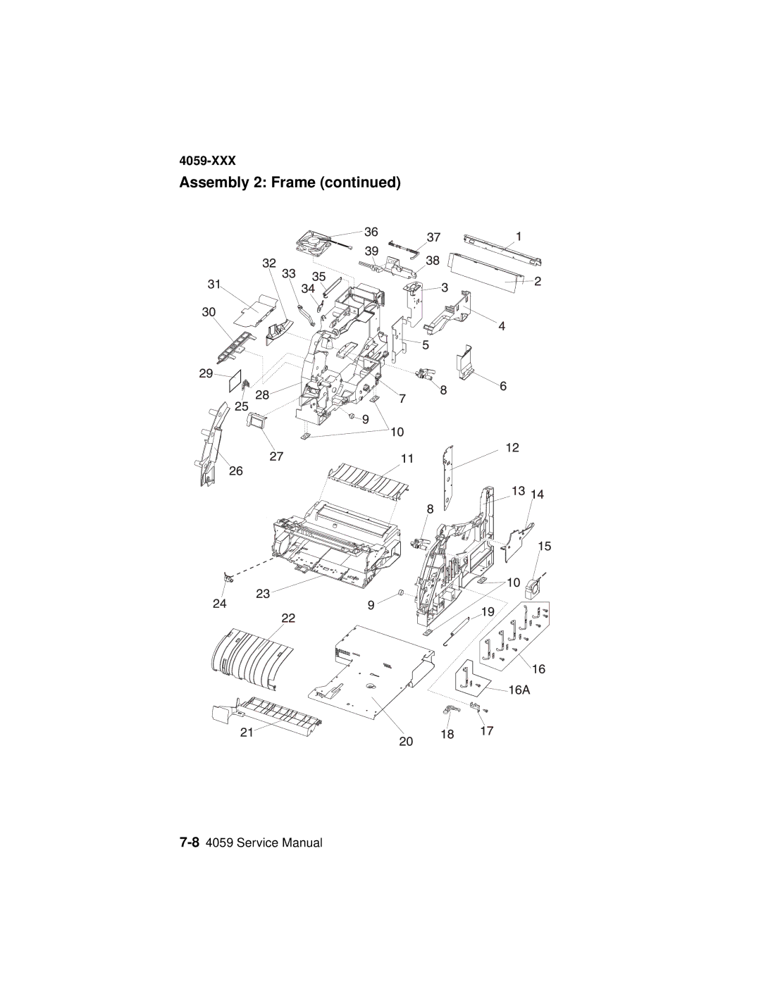 Lexmark 4059-XXX manual Assembly 2 Frame 