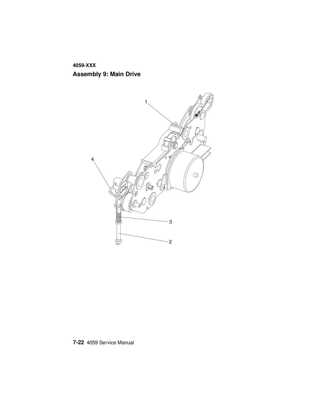 Lexmark 4059-XXX manual Assembly 9 Main Drive 