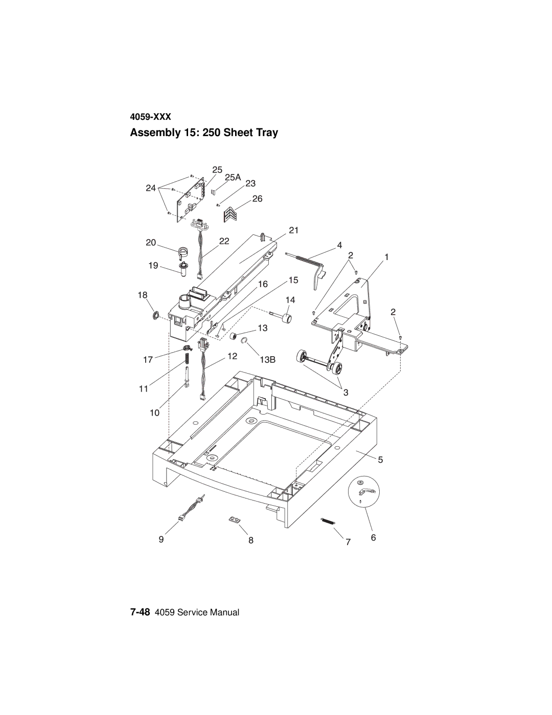 Lexmark 4059-XXX manual Assembly 15 250 Sheet Tray 