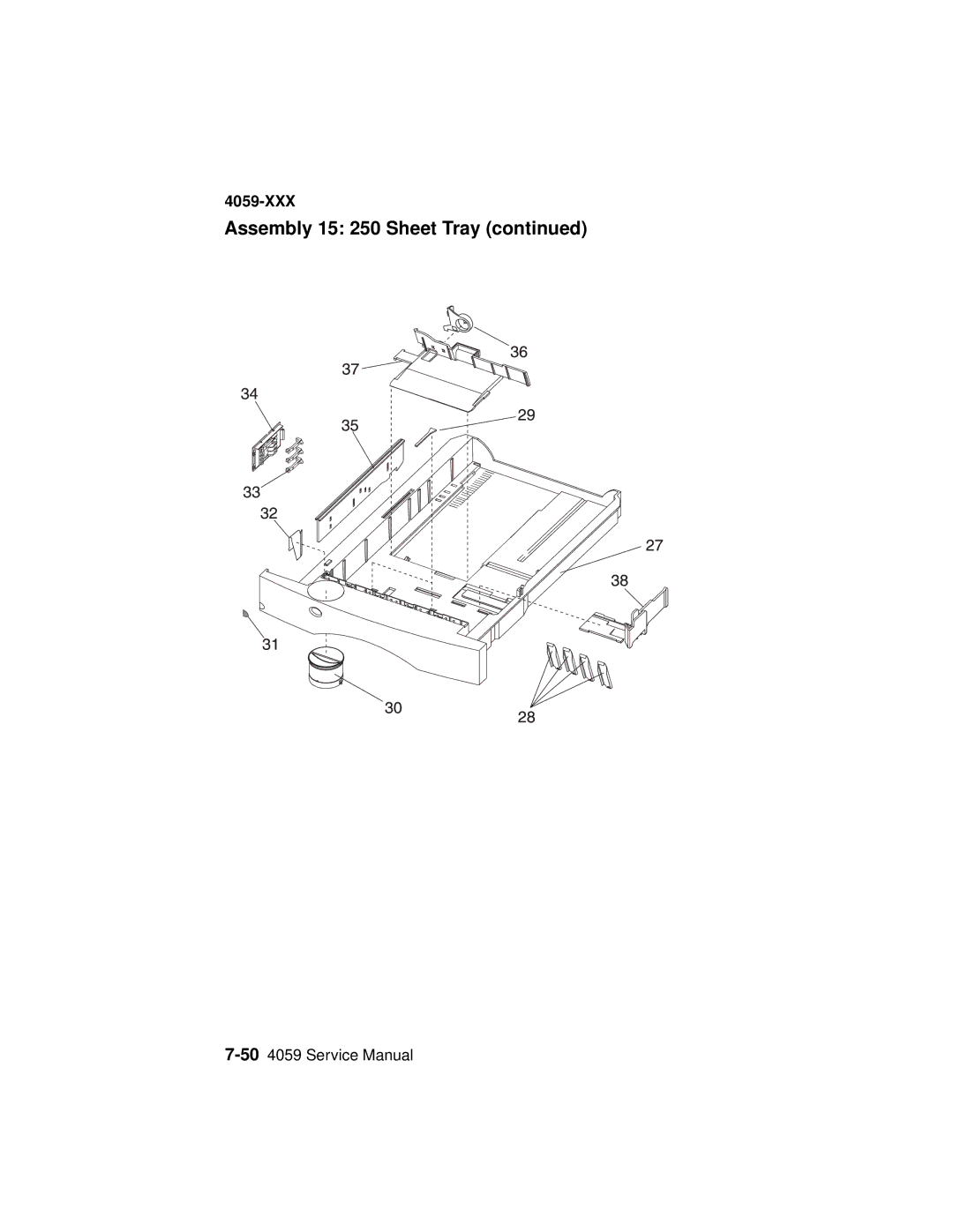 Lexmark 4059-XXX manual Assembly 15 250 Sheet Tray 