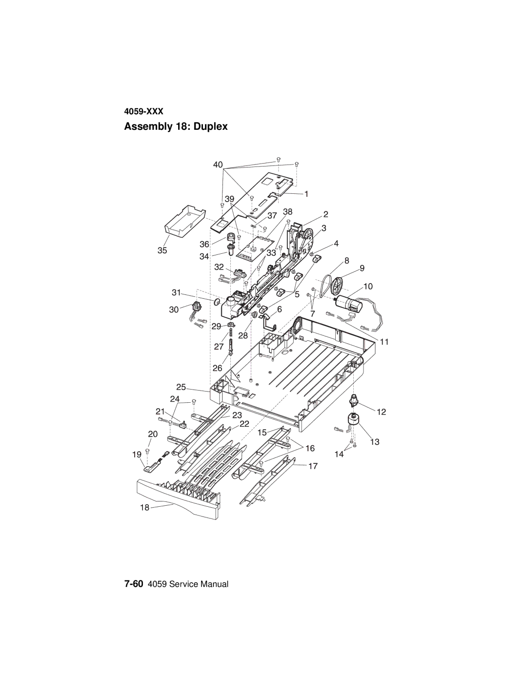 Lexmark 4059-XXX manual Assembly 18 Duplex 