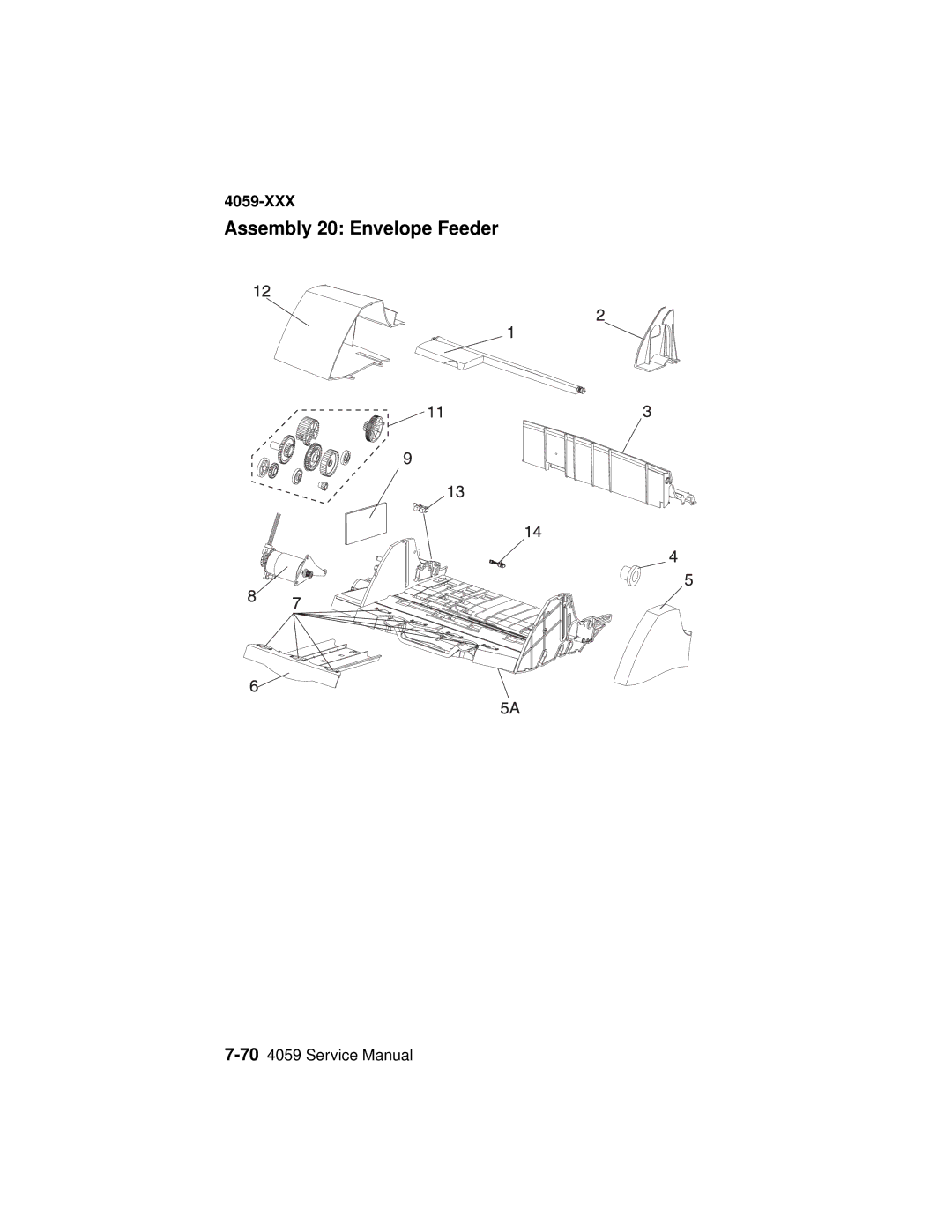 Lexmark 4059-XXX manual Assembly 20 Envelope Feeder 